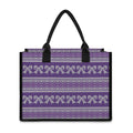 Purple Ribbon Knitted Pattern Print Canvas Tote Bag