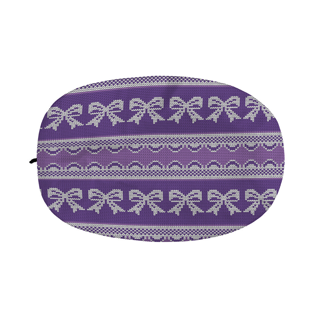 Purple Ribbon Knitted Pattern Print Car Side Mirror Covers