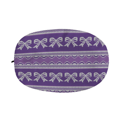 Purple Ribbon Knitted Pattern Print Car Side Mirror Covers