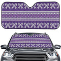 Purple Ribbon Knitted Pattern Print Car Windshield Sun Shade