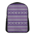 Purple Ribbon Knitted Pattern Print Casual Backpack