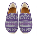 Purple Ribbon Knitted Pattern Print Casual Shoes