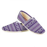 Purple Ribbon Knitted Pattern Print Casual Shoes