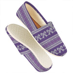 Purple Ribbon Knitted Pattern Print Casual Shoes