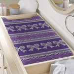 Purple Ribbon Knitted Pattern Print Changing Pad Cover
