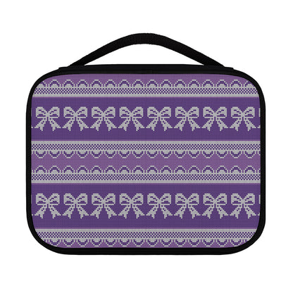 Purple Ribbon Knitted Pattern Print Classic Bible Case