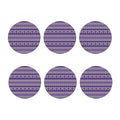 Purple Ribbon Knitted Pattern Print Coaster Set