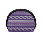 Purple Ribbon Knitted Pattern Print Coin Purse