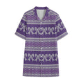Purple Ribbon Knitted Pattern Print Cotton Hawaiian Shirt