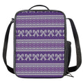 Purple Ribbon Knitted Pattern Print Crossbody Lunch Bag