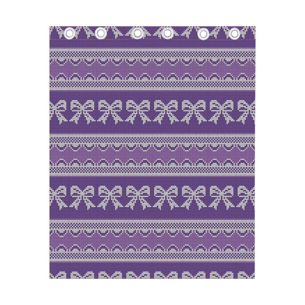 Purple Ribbon Knitted Pattern Print Curtain