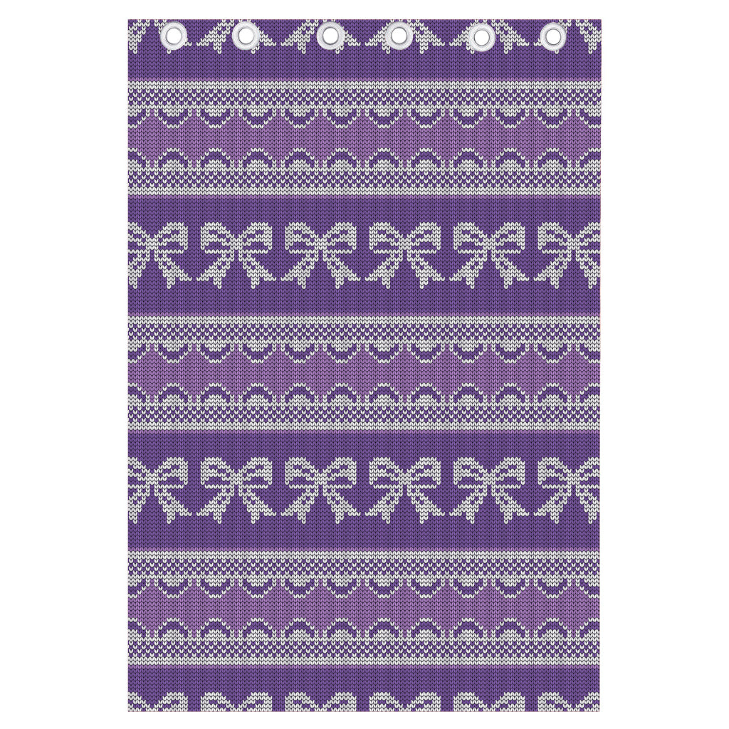 Purple Ribbon Knitted Pattern Print Curtain
