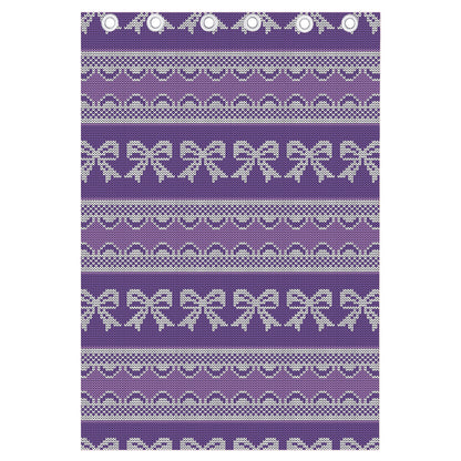 Purple Ribbon Knitted Pattern Print Curtain