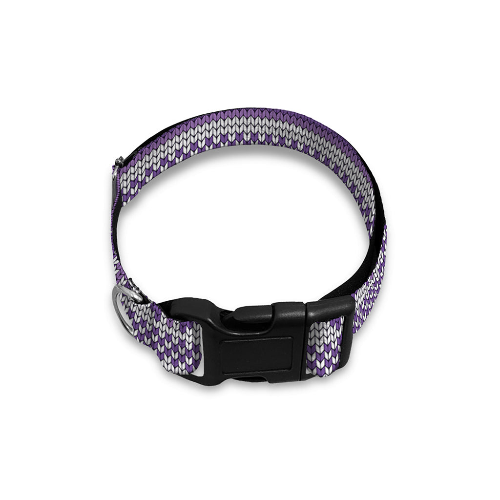 Purple Ribbon Knitted Pattern Print Dog Collar
