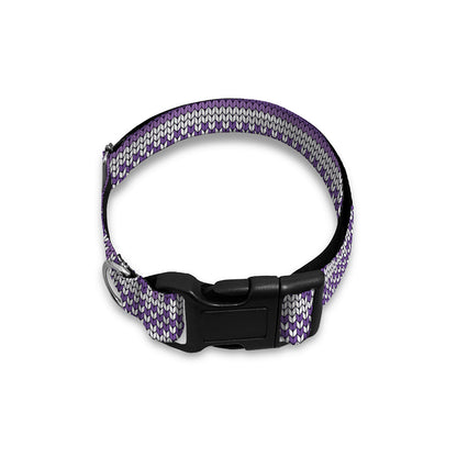Purple Ribbon Knitted Pattern Print Dog Collar
