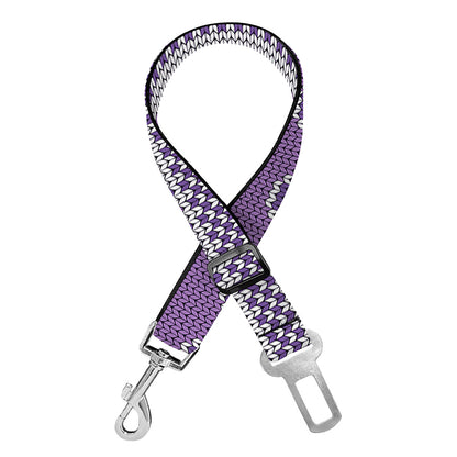 Purple Ribbon Knitted Pattern Print Dog Seat Belt
