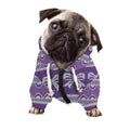 Purple Ribbon Knitted Pattern Print Dog Zip Up Hoodie