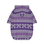 Purple Ribbon Knitted Pattern Print Dog Zip Up Hoodie