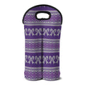 Purple Ribbon Knitted Pattern Print Double Neoprene Wine Tote