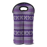 Purple Ribbon Knitted Pattern Print Double Neoprene Wine Tote
