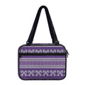 Purple Ribbon Knitted Pattern Print Double Strap Bible Bag