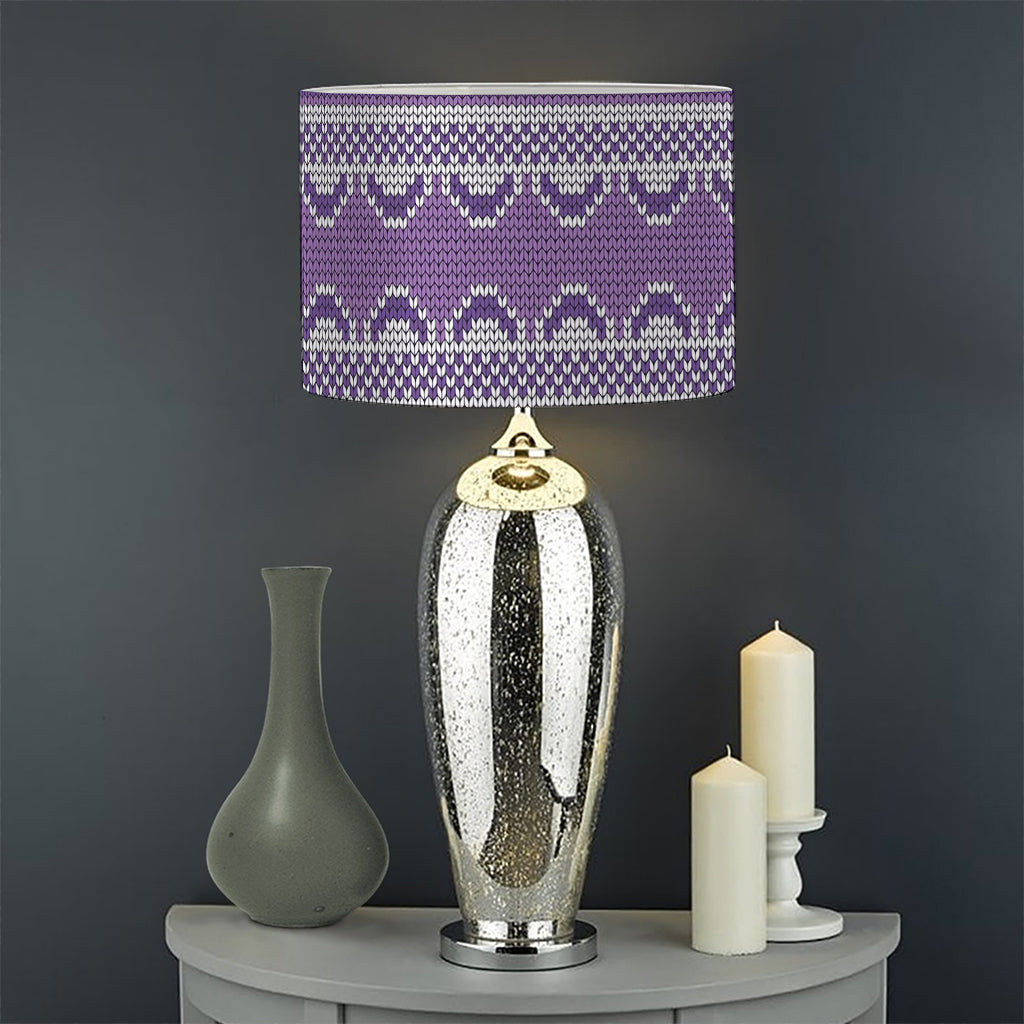 Purple Ribbon Knitted Pattern Print Drum Lamp Shade