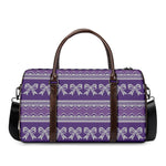Purple Ribbon Knitted Pattern Print Duffle Bag