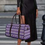 Purple Ribbon Knitted Pattern Print Duffle Bag