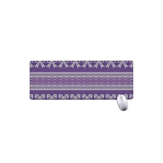 Purple Ribbon Knitted Pattern Print Extended Mouse Pad