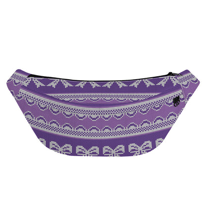 Purple Ribbon Knitted Pattern Print Fanny Pack