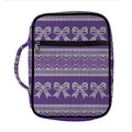 Purple Ribbon Knitted Pattern Print Front Pocket Bible Bag