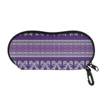 Purple Ribbon Knitted Pattern Print Glasses Case
