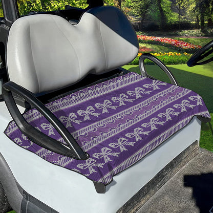 Purple Ribbon Knitted Pattern Print Golf Cart Seat Cover