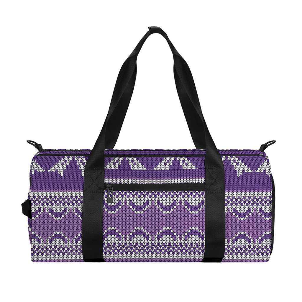 Purple Ribbon Knitted Pattern Print Gym Bag