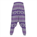 Purple Ribbon Knitted Pattern Print Hammer Pants