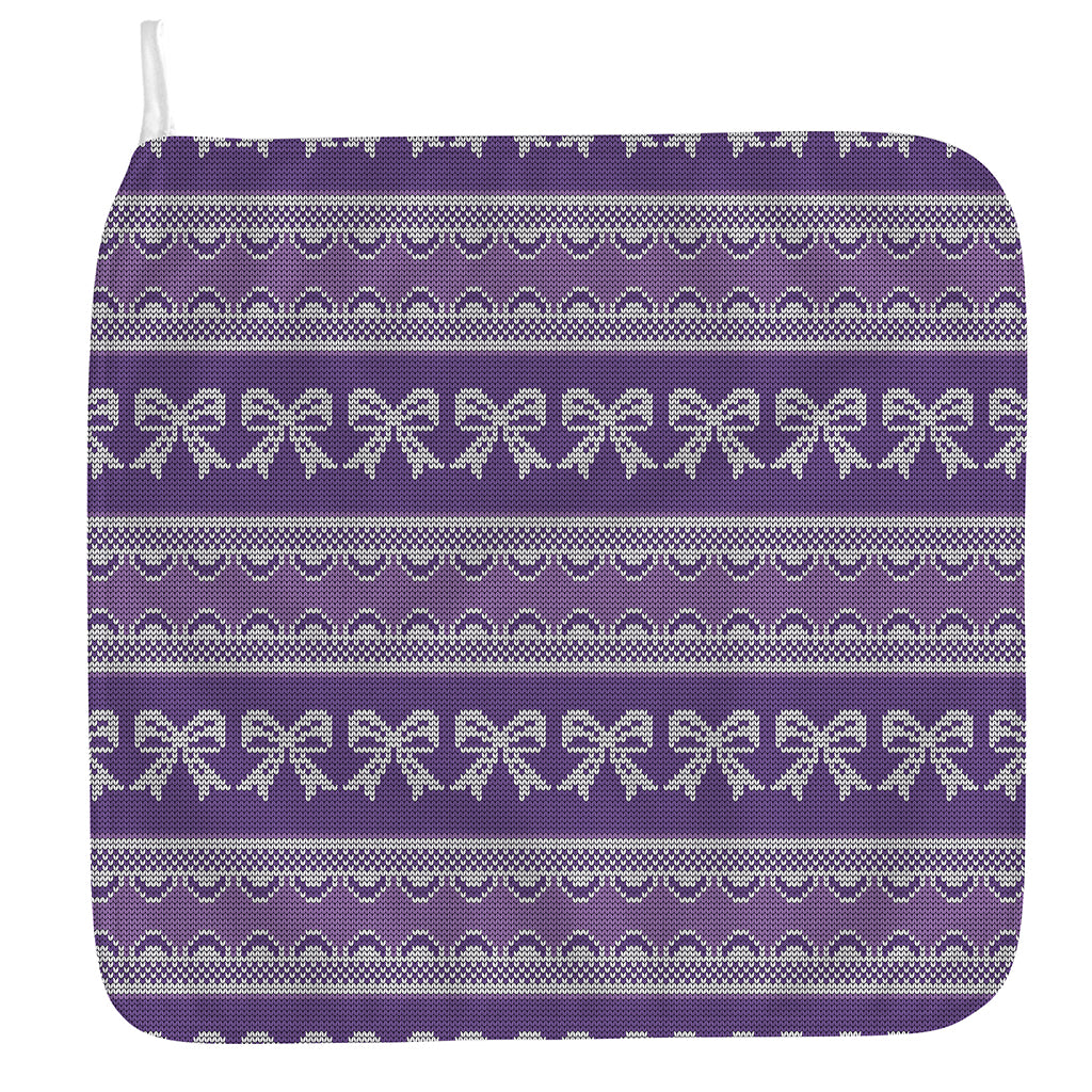 Purple Ribbon Knitted Pattern Print Hand Towel