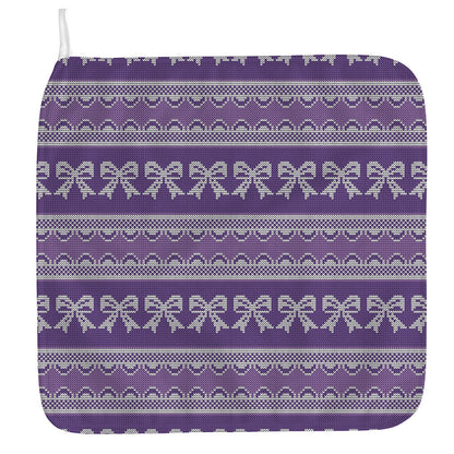 Purple Ribbon Knitted Pattern Print Hand Towel
