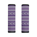 Purple Ribbon Knitted Pattern Print Handle Covers