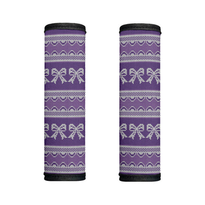 Purple Ribbon Knitted Pattern Print Handle Covers