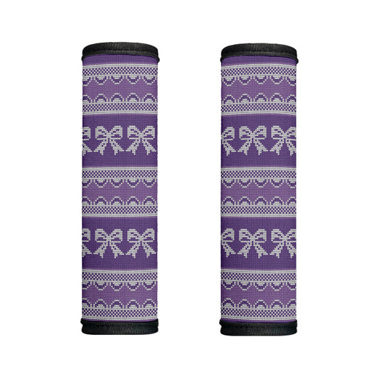 Purple Ribbon Knitted Pattern Print Handle Covers