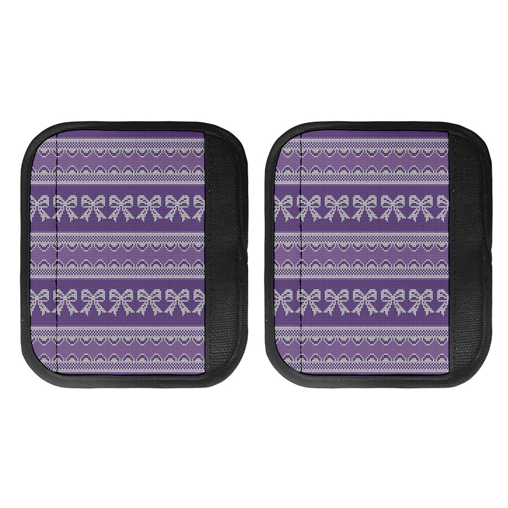 Purple Ribbon Knitted Pattern Print Handle Covers