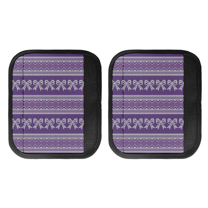 Purple Ribbon Knitted Pattern Print Handle Covers