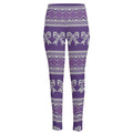 Purple Ribbon Knitted Pattern Print High-Waisted Pocket Leggings