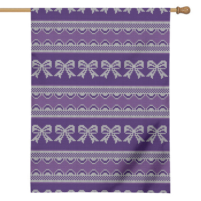 Purple Ribbon Knitted Pattern Print House Flag