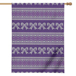 Purple Ribbon Knitted Pattern Print House Flag