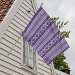 Purple Ribbon Knitted Pattern Print House Flag