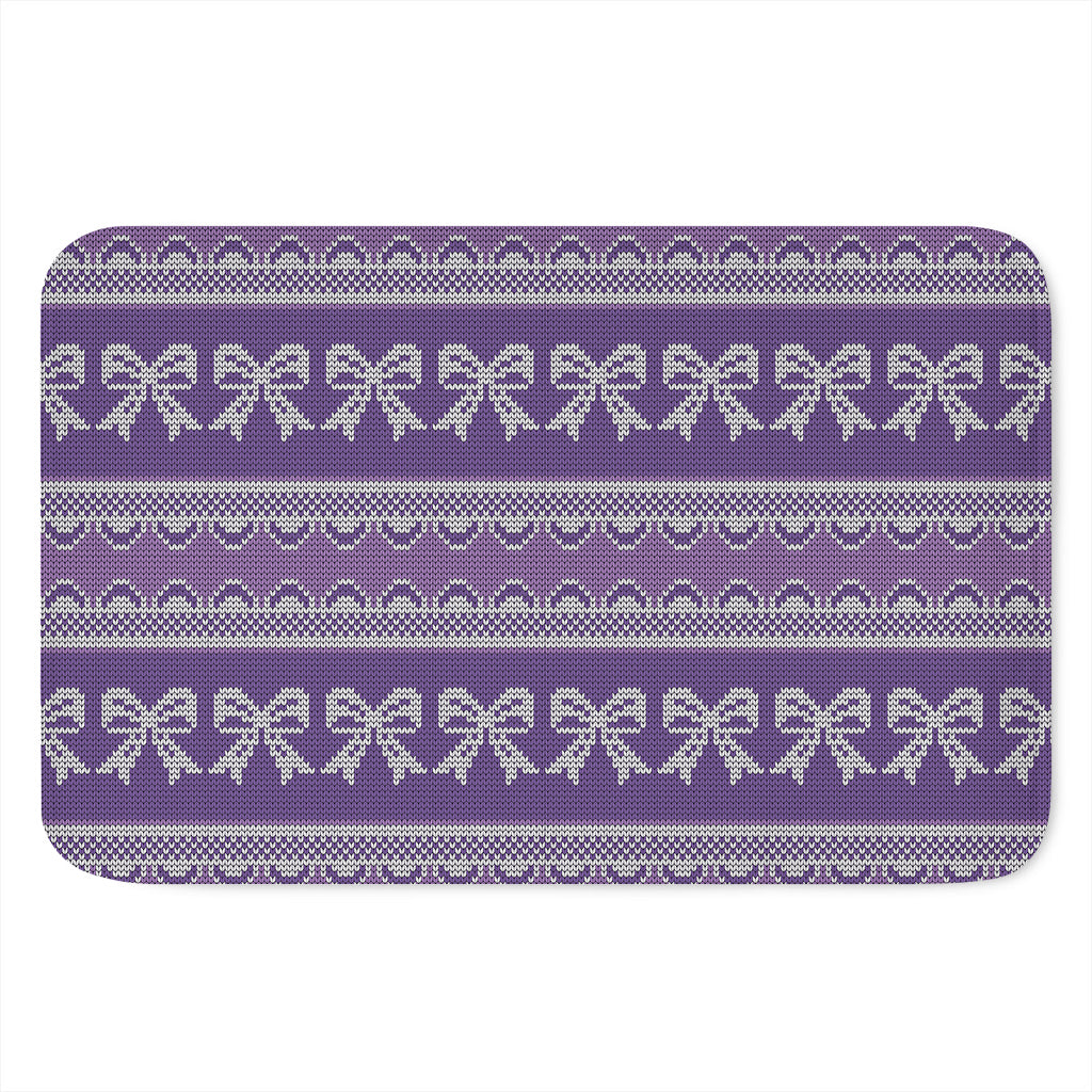 Purple Ribbon Knitted Pattern Print Indoor Door Mat