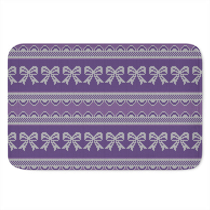 Purple Ribbon Knitted Pattern Print Indoor Door Mat
