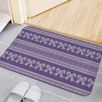 Purple Ribbon Knitted Pattern Print Indoor Door Mat