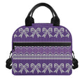 Purple Ribbon Knitted Pattern Print Insulated Lunch Bag